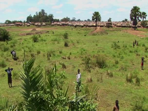 Otwarte pola i obozie dla uchodźców w północnej Ugandzie — Wideo stockowe