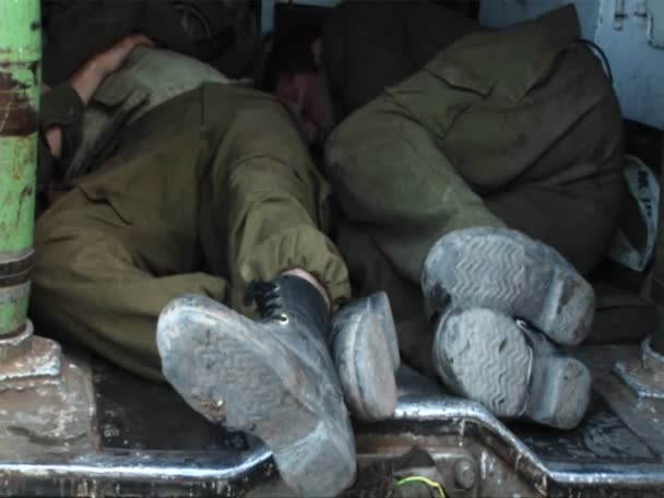 Army officers get some rest — Stock Video