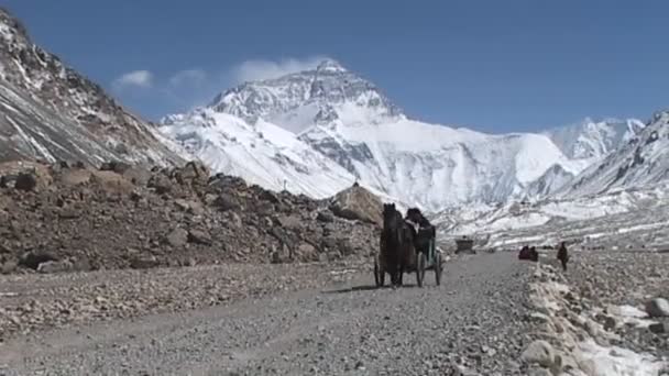 Tibetaanse mannen anx klimmers rijden — Stockvideo