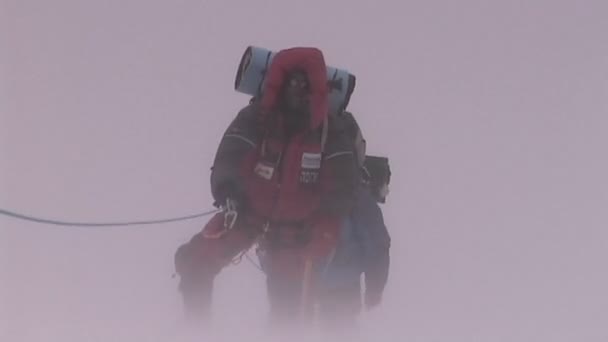 Alpinistas caminhando à distância — Vídeo de Stock