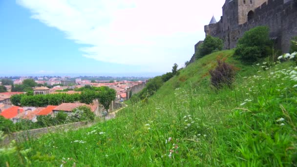 Prachtige kasteel fort van Carcassonne — Stockvideo