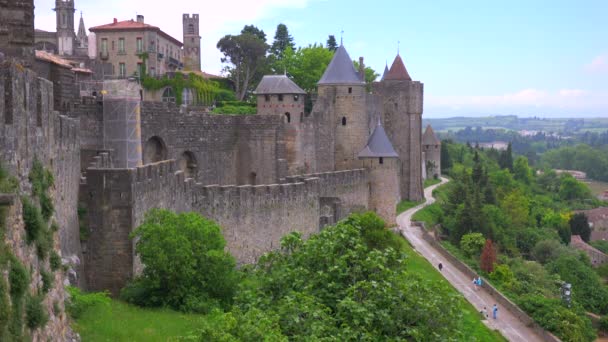 Fort zamek w Carcassonne — Wideo stockowe