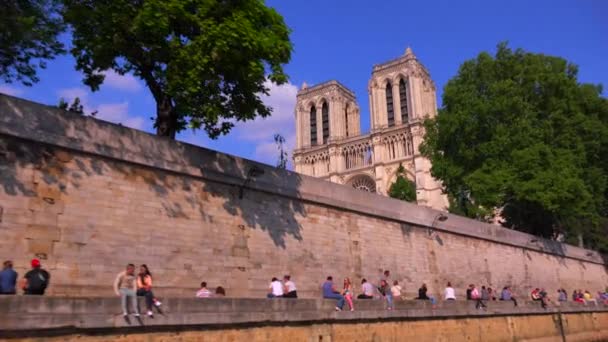 POV van Notre Dame Cathedral — Stockvideo