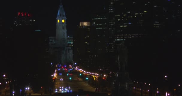 Nachtelijke scènes Philadelphia. — Stockvideo