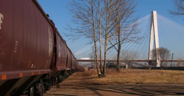 Güterwagen im Industriegebiet — Stockvideo