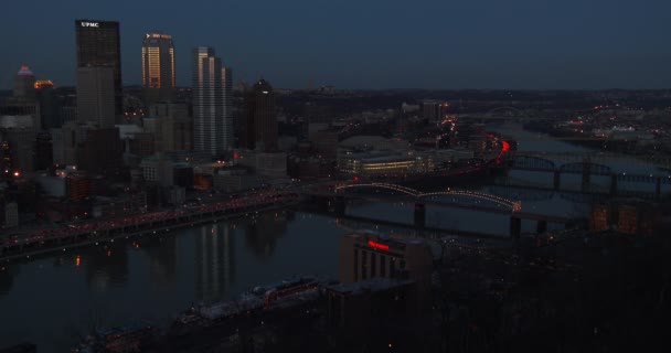 Pittsburgh manzarası, gece — Stok video