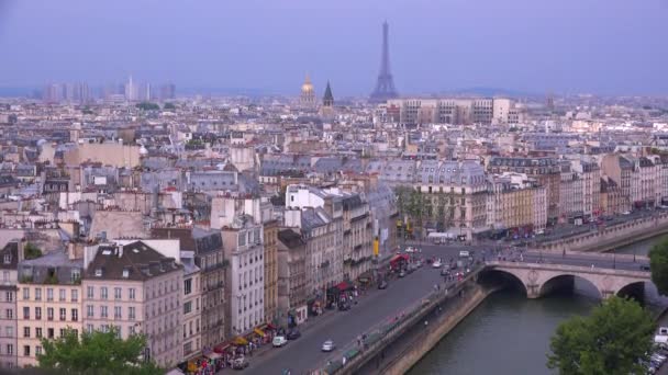 View over rooftops of Paris — Stock Video