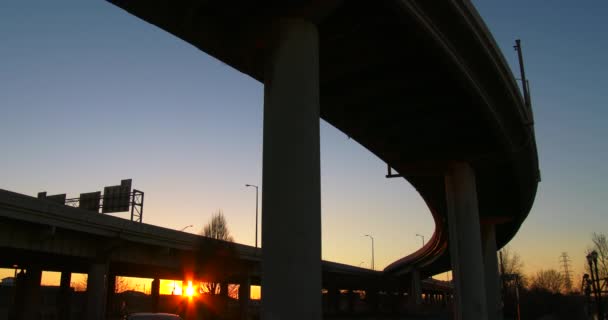 The arc of a freeway overpass — Stock Video