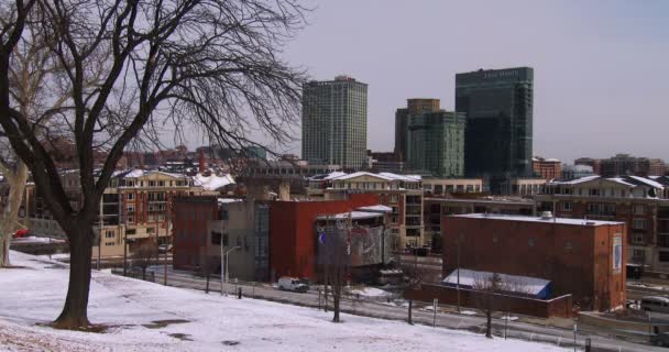 在冬天的巴尔的摩城市景观 — 图库视频影像