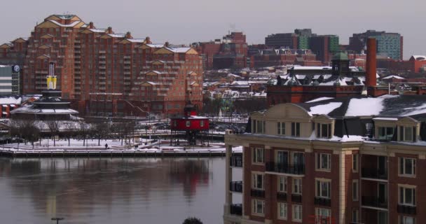 Baltimore cityscape kışın — Stok video