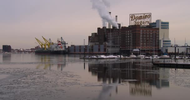 多米诺骨牌糖厂附近巴尔的摩 — 图库视频影像
