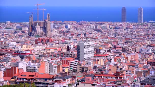 Вид на Барселону, Испания . — стоковое видео