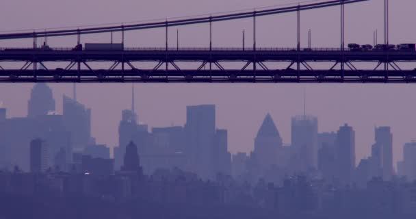 Мост соединяет Нью-Джерси с Нью-Йорком — стоковое видео