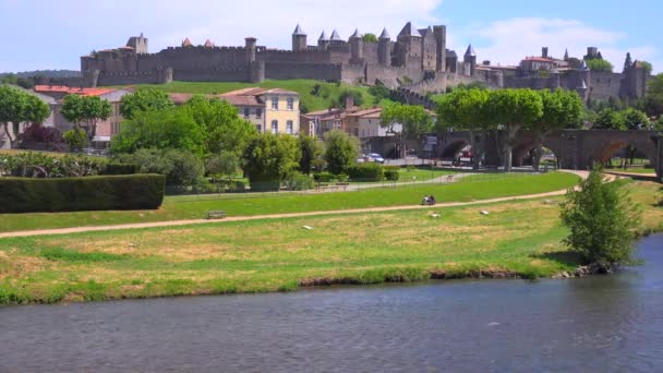 The beautiful castle at Carcassonne — Stock Video