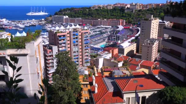 Monaco omvat de haven — Stockvideo