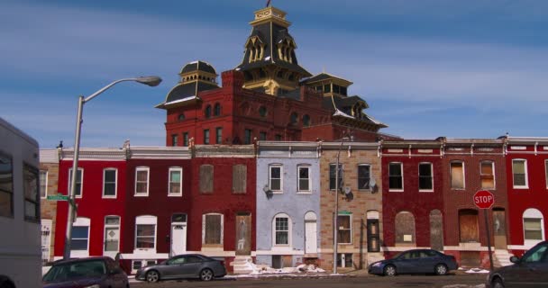 Casas abandonadas en un norte de Baltimore — Vídeos de Stock