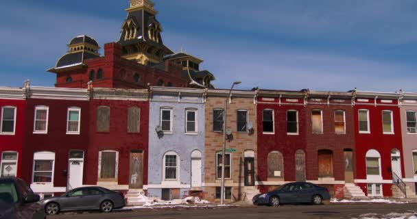 Opuszczone domy w slumsach Baltimore — Wideo stockowe