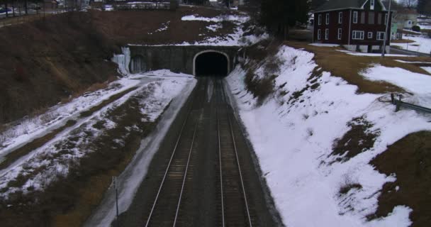 Tåg som går genom en tunnel — Stockvideo