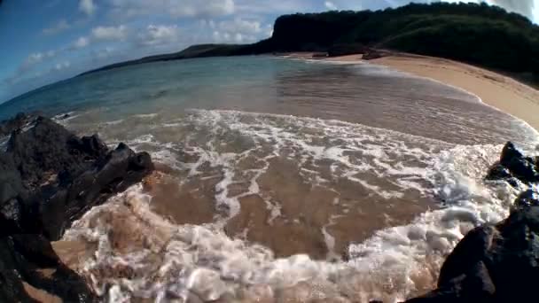 Ondas do oceano rolam para a praia — Vídeo de Stock