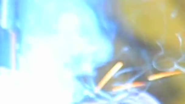 Welding with sparks flying — Stock Video