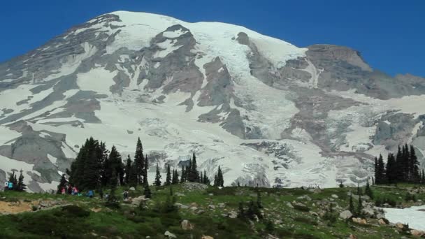 Uma bela montanha coberta de neve — Vídeo de Stock