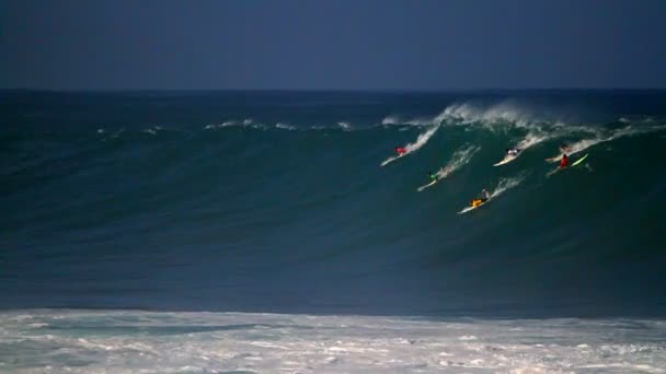 Meerdere surfers rijden golven — Stockvideo