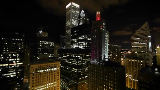 Chicago Skyline à noite — Vídeo de Stock