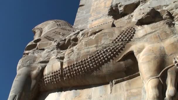 Relieve tallado en piedra de la ciudad de Persépolis — Vídeo de stock