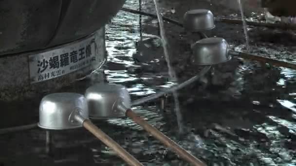 Vatten och slevar används i en rening ritual — Stockvideo