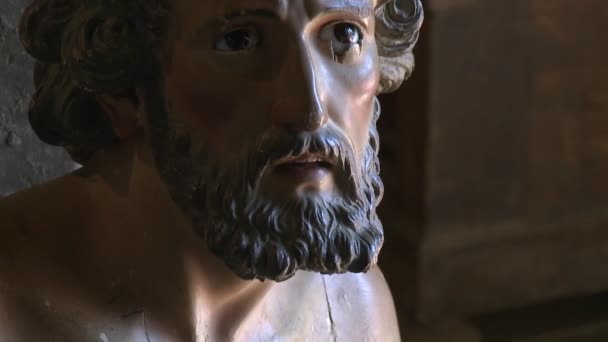 Statue of Christ in museum — Stock Video