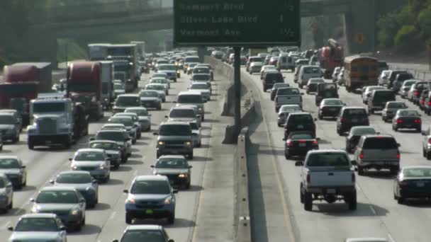 Traffic moves along  freeways — Stock Video