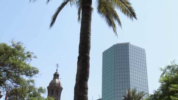 Panela vertical na Plaza de Armas, Santiago — Vídeo de Stock