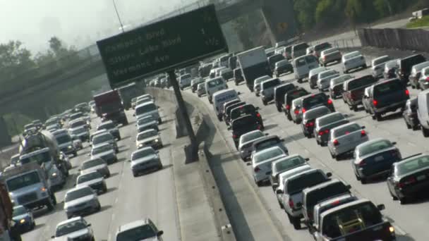 トラフィックは、高速道路に沿って移動します。 — ストック動画