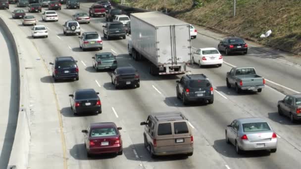 Verkeer beweegt langs snelwegen — Stockvideo