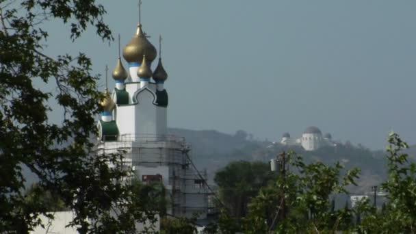 Golden domes adorn the exterior — Stock Video