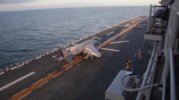 Deniz Harrier uçak içinde hareket — Stok video