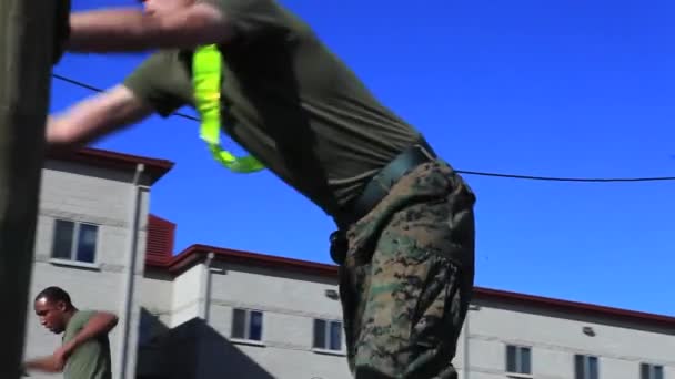 Marines compete in  various workout drills — Stock Video