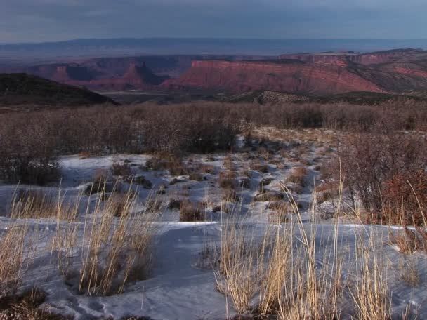 Deserto sud-ovest con contrafforti distanti — Video Stock