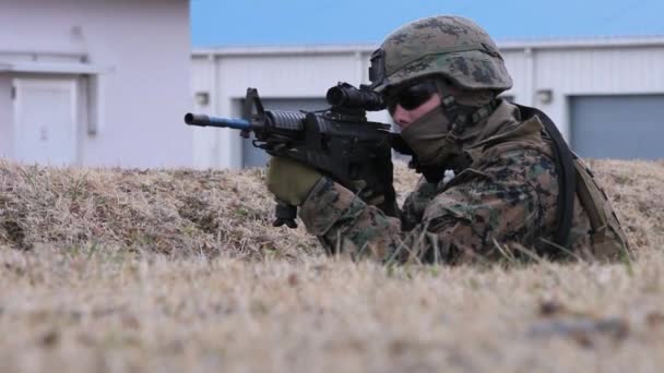 Marines realizan una incursión simulada — Vídeo de stock