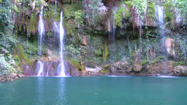 Wasserfall fließt in Pool — Stockvideo