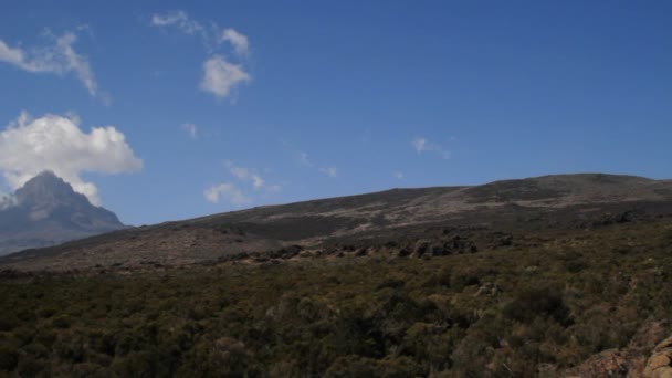 Pan de izquierda a cumbre del Kilimanjaro — Vídeos de Stock