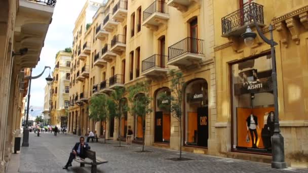 Restored shopping district of Beirut — Stock Video