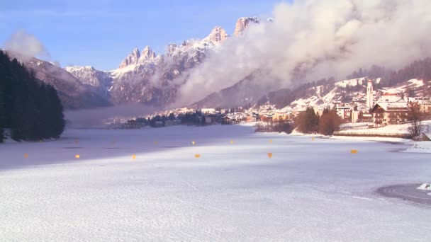 Snowbound village in the Alps — Stock Video