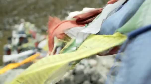 Close-up of prayer flags — Stock Video
