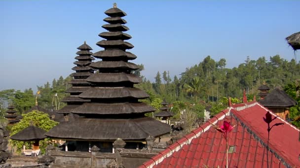 Träd omger Besakih Temple — Stockvideo