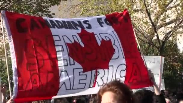 (Inggris) Canadians di Jon Stewart rally — Stok Video