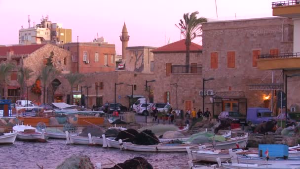 Villaggio di pescatori di Tyre, Libano — Video Stock