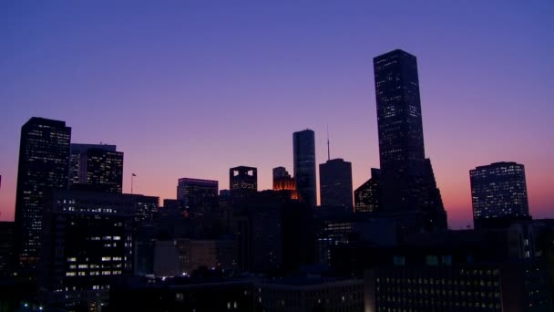Houston skyline at dusk — Stock Video