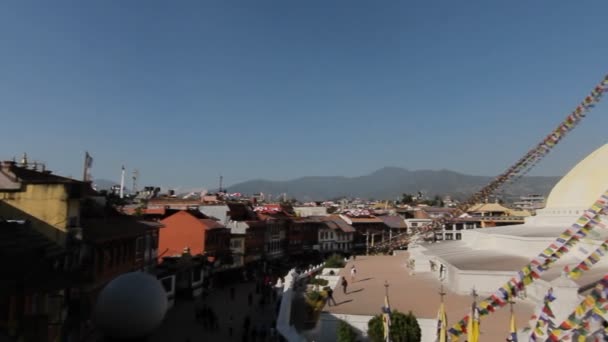 Широкий взгляд на Будханатх в Катманду — стоковое видео