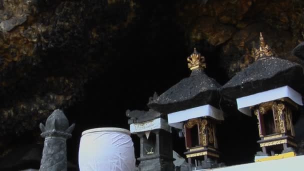 Os morcegos voam dentro e fora de uma caverna — Vídeo de Stock